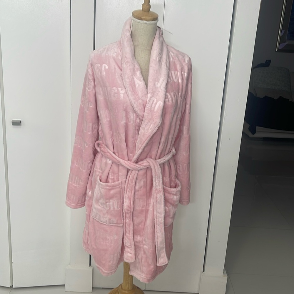 Juicy Couture Light Pink JC Embossed Plush Bathrobe